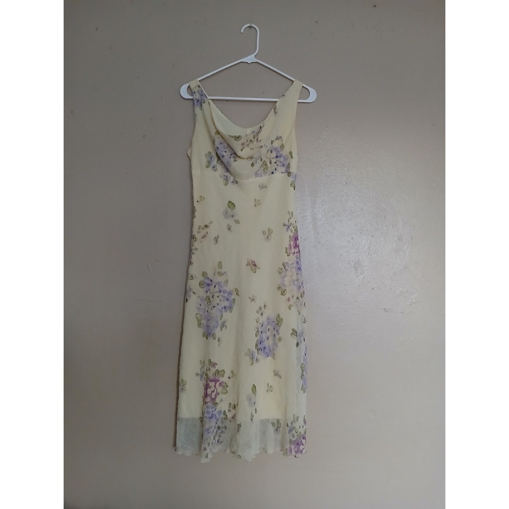City Triangles Dress 11 / Small Midi Floral Chiffon Cowl Neck Fairy Y2k Vintage